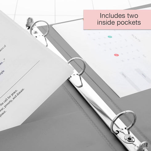 BAZIC 3 Ring Binder 1" Economy View Organizer - Grey, Round Ring, Holds 175 Sheets Paper, 1-Count