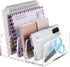 BEYGORM Acrylic Mail Holder, Clear Desk Organizer with Divider, Vertical Letter Sorter for Desktop, 5 Compartments