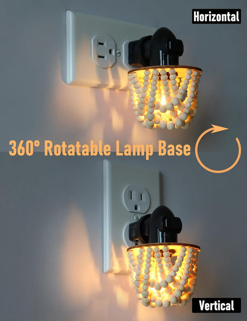 2-Pack Bohemian Plug in Night Light with Switch, Boho LED Night Lights Plug into Wall Socket, Soft Warm Baby Nursery