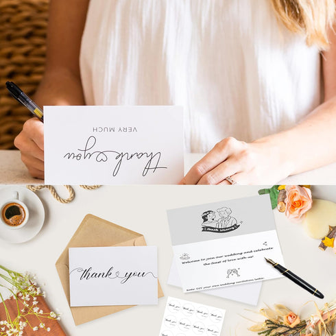 LUCYSALISA 20 Pack 4 6 Inch, Thank You Cards with Envelopes, bulk White Thank You Cards x Thank You Notes