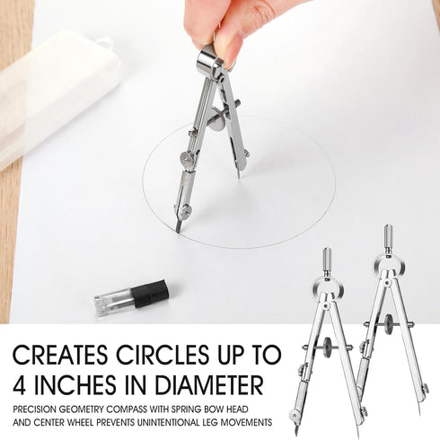 Zonon 12 Pcs Compass for Geometry, Bulk Protractor for Math Students, Precision Tool with Pencil for Art