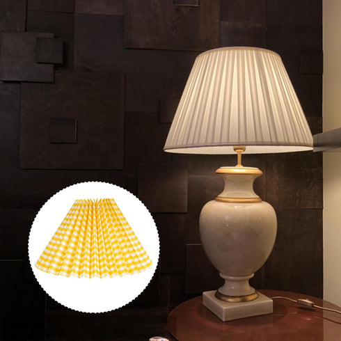 E27 (9.4X9.4X6.3in SOLUSTRE Pleated Cloth Lampshade Base Light Shade Drum Chandelier Shades Floor Lamps Yellow