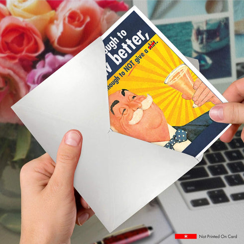 NobleWorks Funny Retro Birthday Card with Envelope - Adult Humor Celebration Greeting - Old Enough 5411