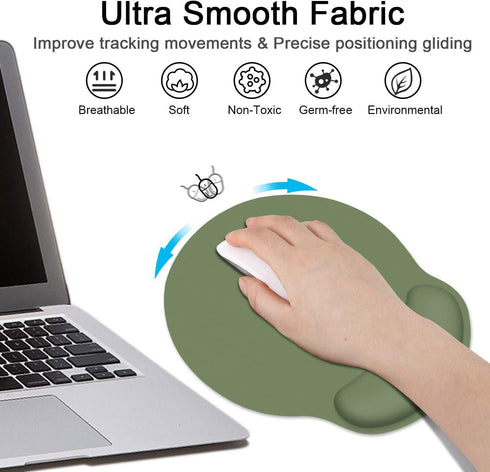 Britimes Green Mouse Pad, Ergonomic Mouse Pad with Wrist Support, Non-Slip Rubber Base for Home Office Gaming