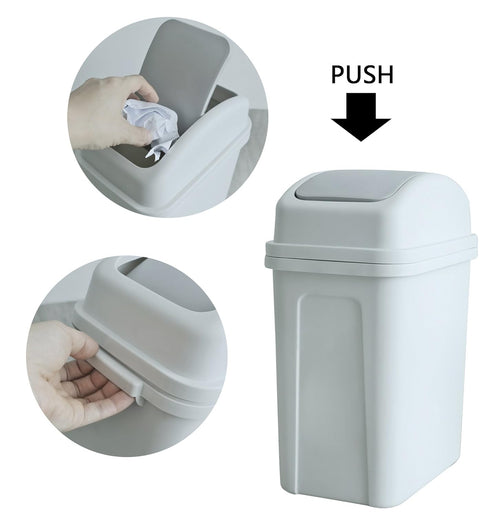Teyyvn Small 7 Liter / 1.8 Gallon Plastic Trash Can with Swing Lid (Slightly Grey)