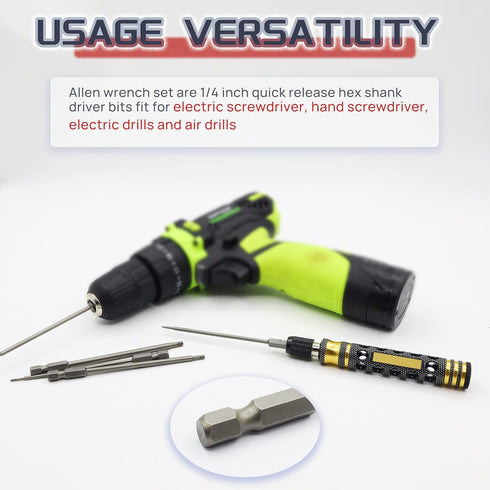 5PCS RC Hex Bit Set 1.27mm 1.5mm 2.0mm 2.5mm 3.0mm Hex Head Allen Wrench Drill Bits for Power Drill