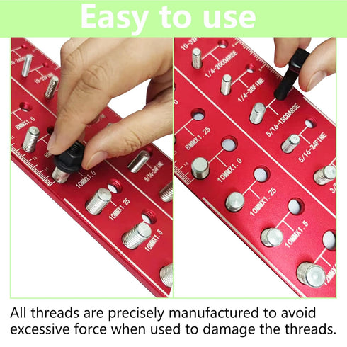 28 Thread Checker - Nut and Bolt Identifier Gauge with 14 Metric and 14 Standard Sizes, Aluminum