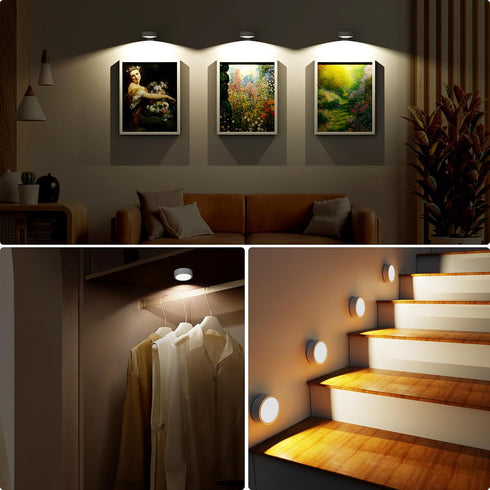 Narotood 3 Pack 3 3 Pack) Picture Lights for Wall, Rechargeable Battery Operated wall lights, Picture Frame lights