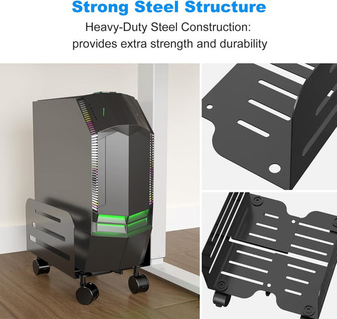 5.5 9.8 inch Cart,Black(ZJJ005) suptek Computer Tower Stand,Mobile CPU Rolling Stand, to Wide Adjustable Mobile Cart