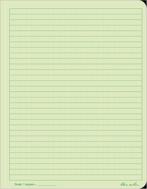 Rite in the Rain Weatherproof Hard Cover Notebook, 6.75" x 8.75", Green Cover, Universal Pattern
