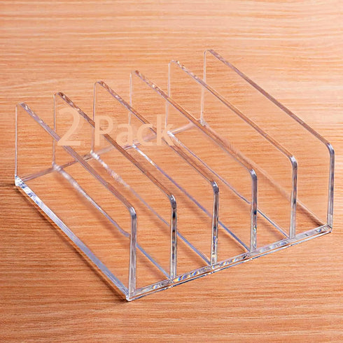 Desk Acrylic Organizer 2 Pack, 5 Compartments Mail Organizer, Clear Bill Money Holder for Charging