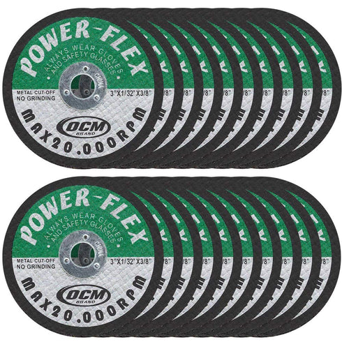 20 Pack - Cut Off Wheels 3 Inch x 1/32 Inch x 3/8 Inch Arbor - For Cutting All Steel and Ferrous Metals