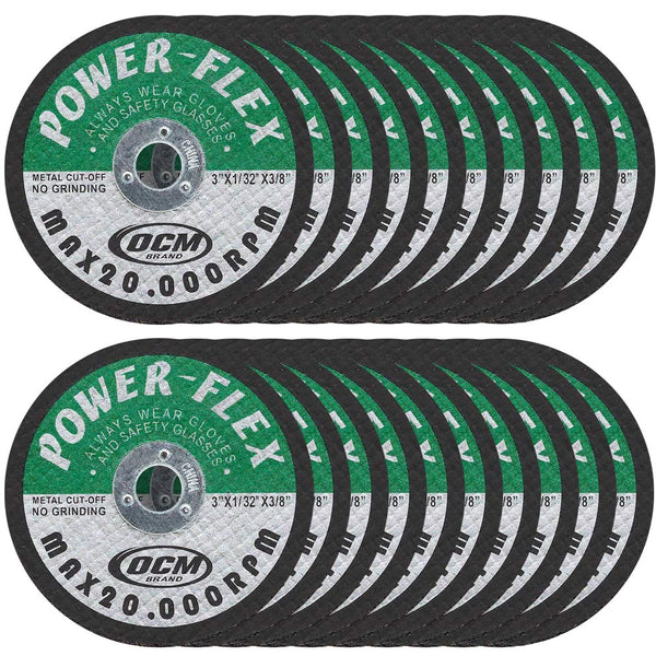 20 Pack - Cut Off Wheels 3 Inch x 1/32 Inch x 3/8 Inch Arbor - For Cutting All Steel and Ferrous Metals