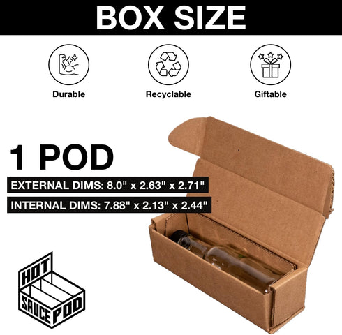 Hot Sauce Pod 5 oz Woozy 1, 2, 3, 4 5-Bottle 8x2x2.5 11.3x7.5x2.4 5-Pack Hot Sauce Bottle Box Sample Kit & Shipping