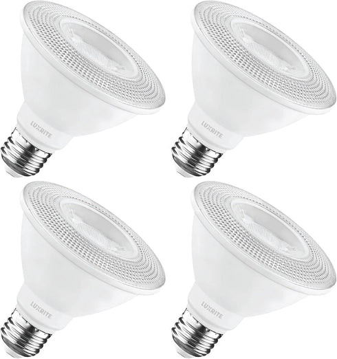 LUXRITE PAR30 Short Neck LED Flood Light Bulb, 75W Equivalent, 3000K Soft White, 900 Lumens, 4 Pack