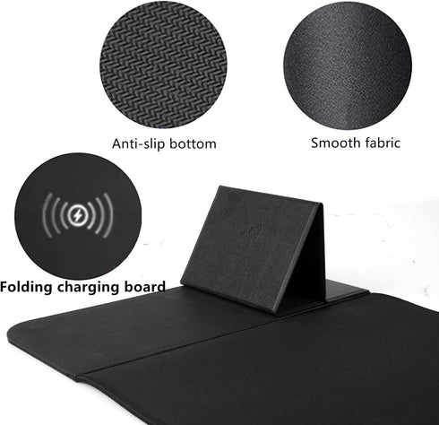 WeYingLe 15W Wireless Charging Mouse Pad with Phone Holder Gaming Mousepad Desk Mat Qi Fast Charging Pad Ultra-Smooth