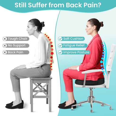 Tailbone Office Chair Seat Cushion, Cooling Gel Enhanced Memory Foam Cushion for Long Sitting - Back, Sciatica, Coccyx