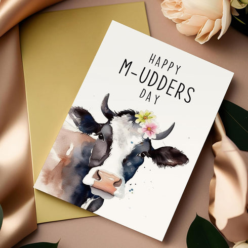 Oamiolek Funny Mother's Day Card for Her, Cute Dairy Cow Mother's Day Card, Punny Mothers Day Card Gift for Mom Sister