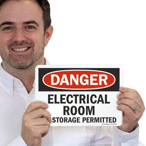 SmartSign - U9-1313-ND_7x10 "Danger - Electrical Room, No Storage Permitted" Label | 7" x 10" Laminated Vinyl Black/Red on White