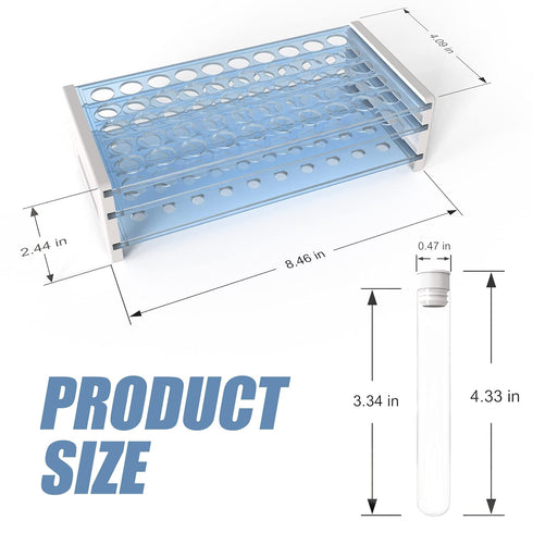50pcs Test Tubes with Rack, 12x100 (8ml) Clear Test Tubes with Lids and Holder for Scientific Experiments, Halloween, Christmas, Scientific Themed Kids Party Supplies, Candy Storage