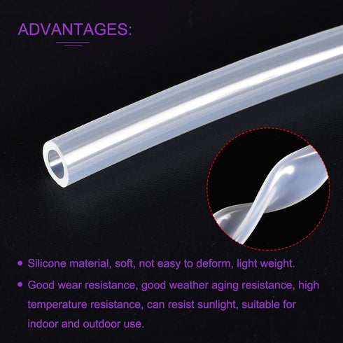 DMiotech 1/8" ID 1/4" OD Clear Silicone Tube, 3.3 Feet Industrial Silicone Tubing for Water Air Pump