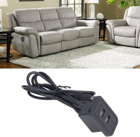 MUNEFE 5V Double USB Charge Station, Sofa Recessed USB Power Hub Wiring Board, Power Outlet Socket for Household
