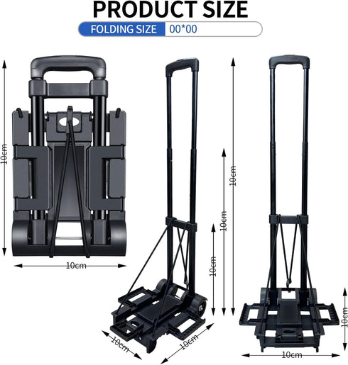 HUFATWINS 2 2 Folding Hand Truck,Portable Platform Luggage Cart Collapsible Dolly with Wheels & Ropes,Utility Portable
