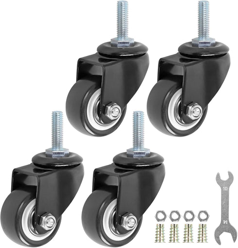 GXYY 1.5 Inch Swivel Caster Wheels PU, 360 Degree Threaded Stem, 330lb Capacity, Pack of 4