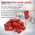 Generic 100 Pack 4.5mm Peg Hook Locks, Plastic Magnet Security Red Stop Locks, Anti-Theft Pegboard Display Lock