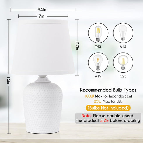 Sucolite 16'' Set 2, Table Lamps of Bedside Nightstand Lamps for Bedroom Kids Room, Cute Desk Lamps with Studded
