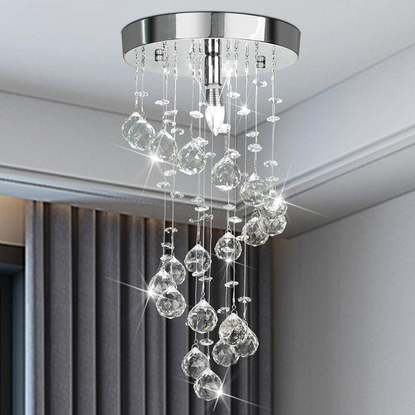 Modern Crystal Chandelier Elegant Spiral Flush Mount Chandelier Modern Raindrop Crystal Ball