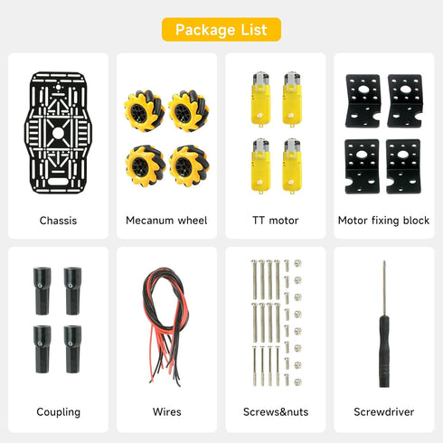 4WD 360 Mecanum Wheel Robot Chassis Car Kit Omnidirectional Movement with Metal Chassis and TT Motor Robot Building