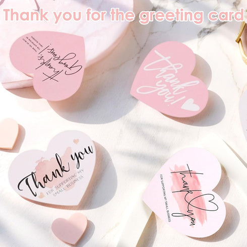 DAWZMR 200 2.36" 2.76" PCS Thank You Cards for Small Business, X Love Heart Shaped Thank You Cards