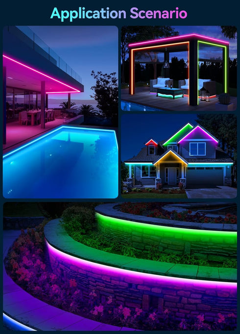 78FT IP67 480LED) WiFi RGB Outdoor Led Strip Lights Waterproof Led Light Strips with Remote &WiFi Music Sync App