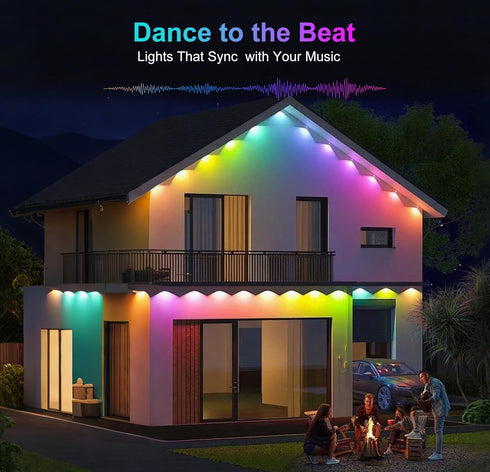 House,50ft 30 LEDs,IP67 Aogled Permanent Outdoor Lights for RGB+IC Smart Eave Lights with Waterproof,Remote/APP
