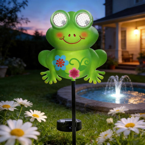 Rngmsi Garden Solar Lights Dynamic Eyes, Frog Solar Garden Lights Stake Outdoor
