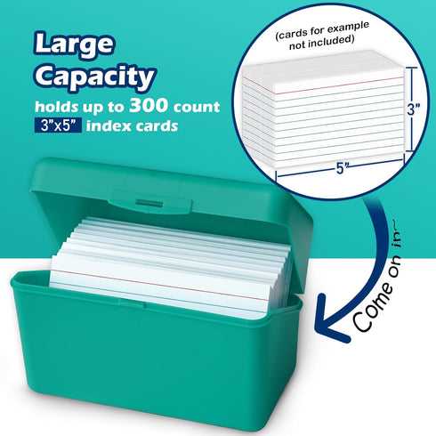 Olivo 3x5 Index Card Holder Box, Flash Note Card Organizer Case, 4 Colors Pack for 3 x 5 Index Card Storage