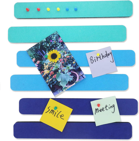 Omitfu 6Pcs Felt Bulletin Board Bar Strip 0.5 Inch Thick Self-Adhesive Pin Board