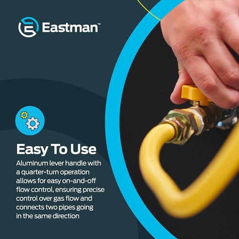Eastman 5/8 Inch OD Flare x 3/4 Inch FIP Gas Ball Valve, Brass Connectors for Natural Gas