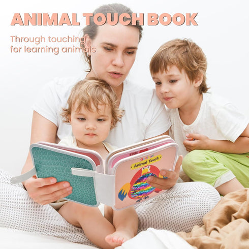 Qustikuri Cute Animal Touch Book Textured Sensory Toys for Autistic Children Disorder Fun Toys Autism Sensory Mats
