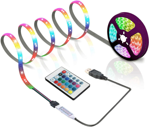 BIHAND 3.28ft USB LED Strip Lights, USB Rope Lights with 24 Keys Remote,