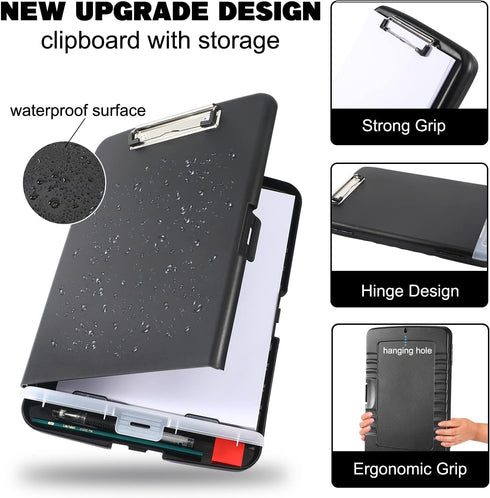 Clipboard with Storage, Large Capacity Nursing Clipboards, Heavy Duty Plastic Case with Pen Holder