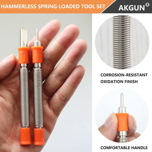 2-Piece Hammerless Cold Chisel and Center Punch Set, Spring Loaded Rivet Removal for Metal Wood