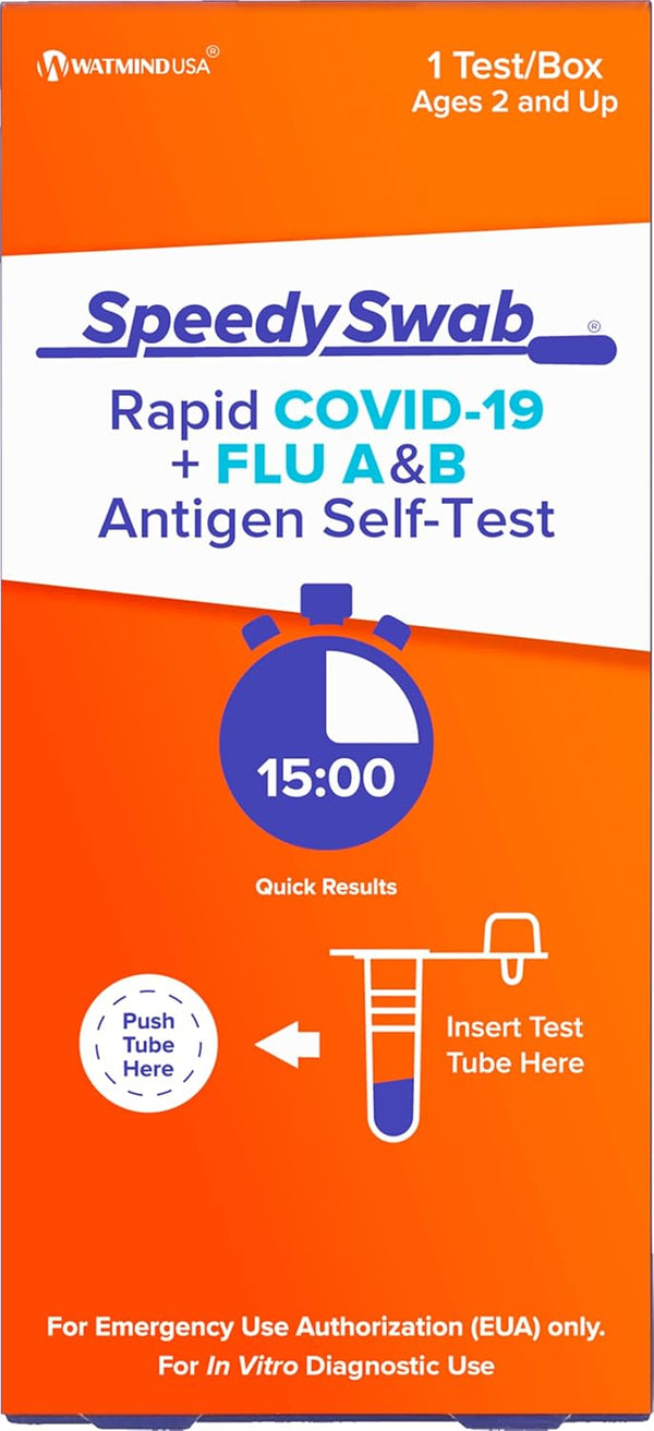 SpeedySwab COVID Test and Flu Test Combo - 3-in-1 Rapid Antigen At-Home