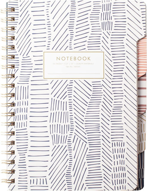 Fringe Studio Large Tab Notebook, Tribal Lines, Flexible Paperback Cover, College Ruled, 5 Subject, 180 Lined Pages