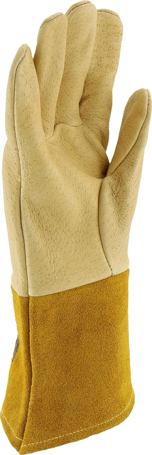 IRONCAT 6021 Pigskin MIG Welding Gloves Medium, Natural, Insulated Top Grain, Kevlar Construction, Straight Thumb