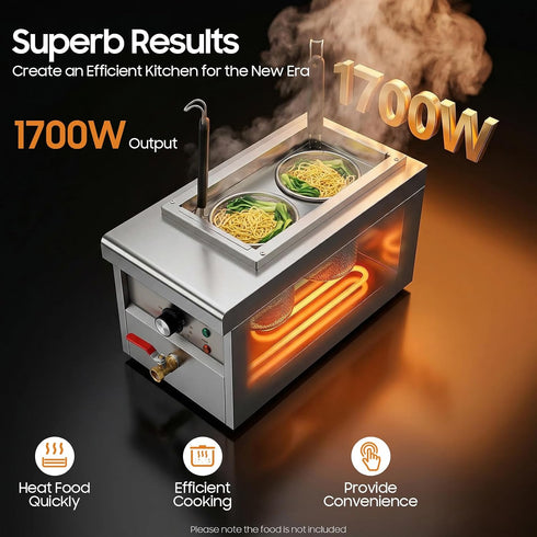 Jiabailie 2 Cooker,2500W Commercial 2 Holes Noodle Cooking Machine,Electric Pasta Spaghetti Noodles Pasta Boiler,Pasta