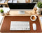 Busnos Brown Desk Cover - Cute Desk Mat, 35.4"x17", Non-Slip PU Leather, Large