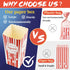 MAQIHAN 18PCS Popcorn Boxes Containers - 46oz Square Popcorn Bowls Square Popcorn Buckets Popcorn Tub Paper Cups Holders Disposable Kids Christmas Movie Night Party Individual Servings Red & White