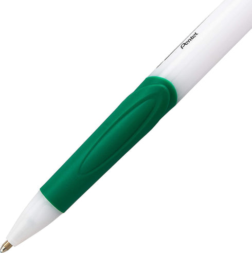 Pentel GlideWrite Ballpoint Pen with TechniFlo Ink, 1.0mm Medium Line, Green Ink, Pack of 12